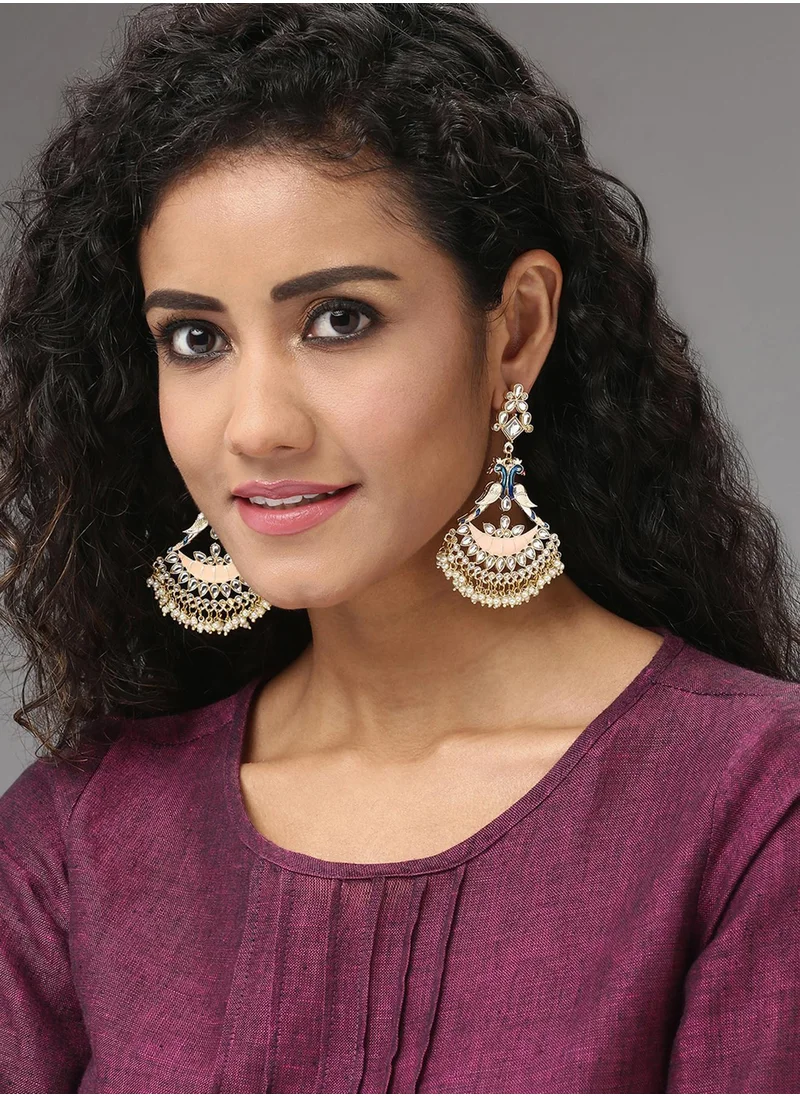 SOHI Stone Studded Contemporary Drop Earrings