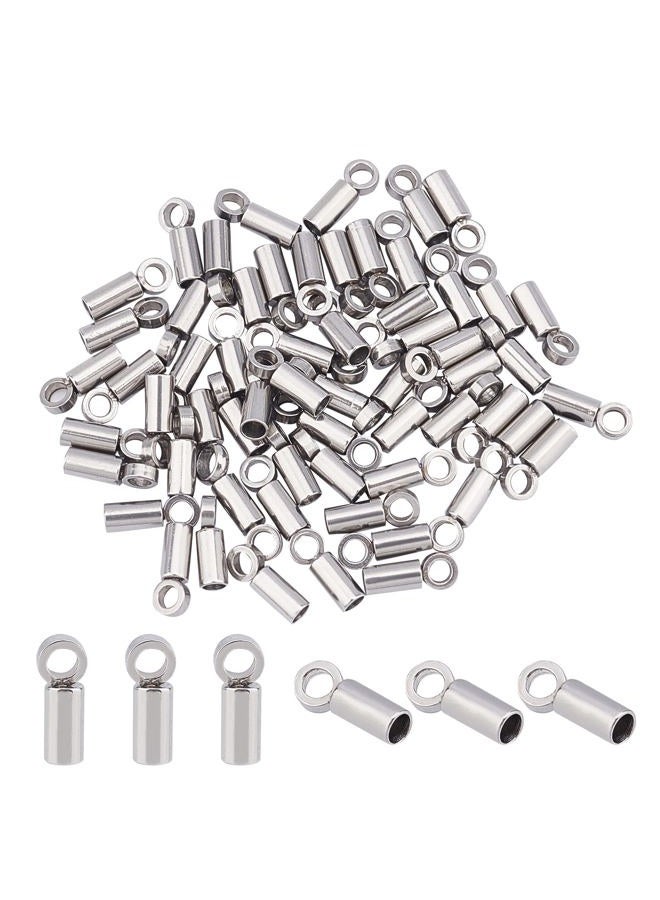UNICRAFTALE About 60pcs Tube End Caps Stainless Steel Cord Ends 1mm Inner Diameter Smooth End Caps Terminators Cord Finding for Leather Cord Bracelets Jewelry Making, Stainless Steel Color - Image 1
