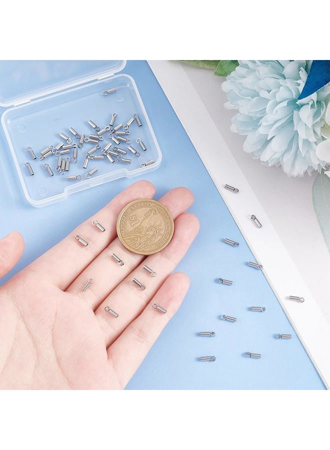 UNICRAFTALE About 60pcs Tube End Caps Stainless Steel Cord Ends 1mm Inner Diameter Smooth End Caps Terminators Cord Finding for Leather Cord Bracelets Jewelry Making, Stainless Steel Color - Image 3
