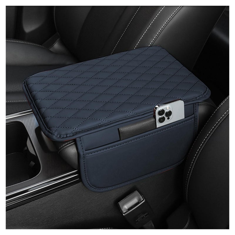 Stacool Upgraded Car Center Console Cover,Microfiber Leather Car Armrest Cover Cushion with 2 Storage Bags,Universal Car Armrest Storage Box Interior Accessories for Most Cars (Blue) - Image 1