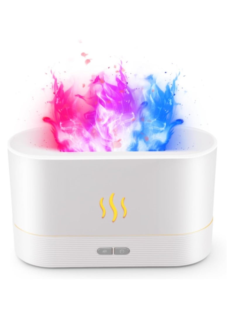 SENMUL Colourful Flame Aroma Diffuser Humidifier, Upgraded 7 Flames, Silent Essential Oil Diffuser for Home, Office, Yoga, with Auto Shut-Off, 180ml (8 Hours) White  - Image 1