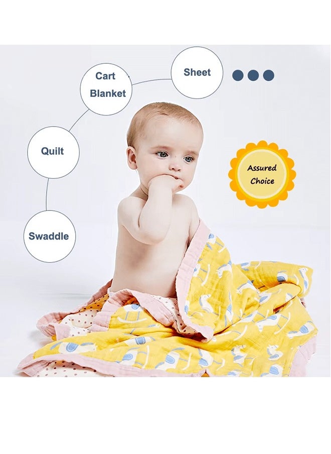 Riolio 6-Layer Cotton Blanket, Cute Baby Blanket, 110x110cm Cotton Baby Blanket, Swaddle Blanket, Soft Blanket, Can Be Used as Towel, Baby Blanket for Newborns, Unisex  - Image 5