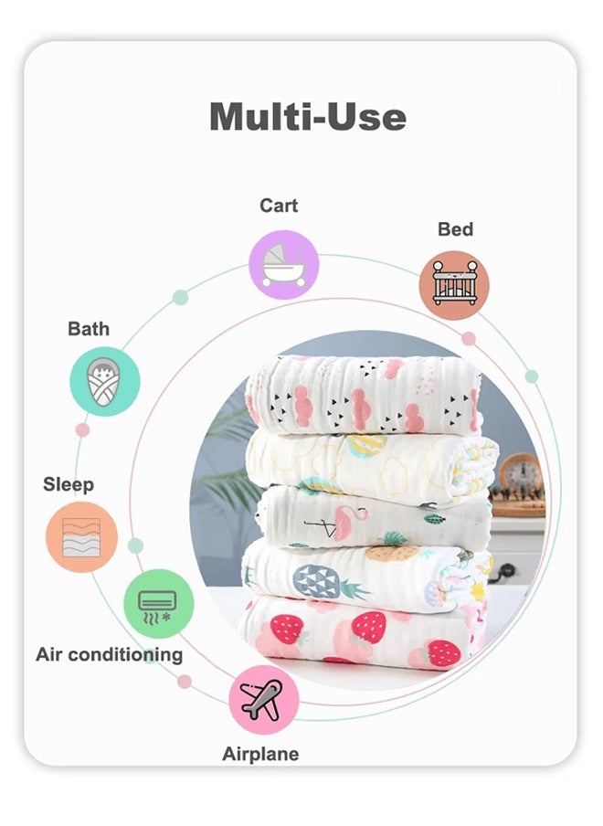 Riolio 6-Layer Cotton Blanket, Cute Baby Blanket, 110x110cm Cotton Baby Blanket, Swaddle Blanket, Soft Blanket, Can Be Used as Towel, Baby Blanket for Newborns, Unisex  - Image 4