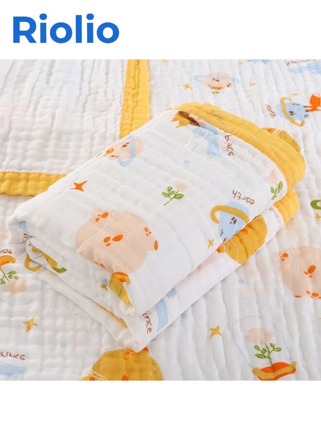 Riolio 6-Layer Cotton Blanket, Cute Baby Blanket, 110x110cm Cotton Baby Blanket, Swaddle Blanket, Soft Blanket, Can Be Used as Towel, Baby Blanket for Newborns, Unisex  - Image 1