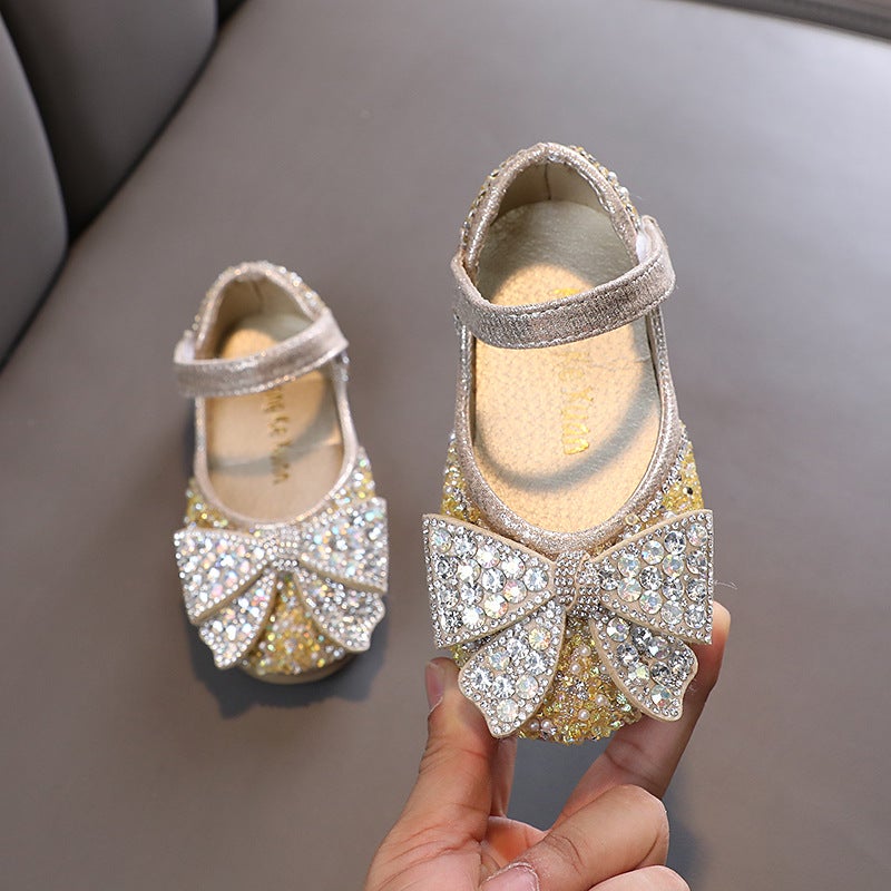 2025 Autumn New Style Elegant Baby Girls Princess Diamond Single Shoes Leather Shoes Dance Performance Shoes - Image 1