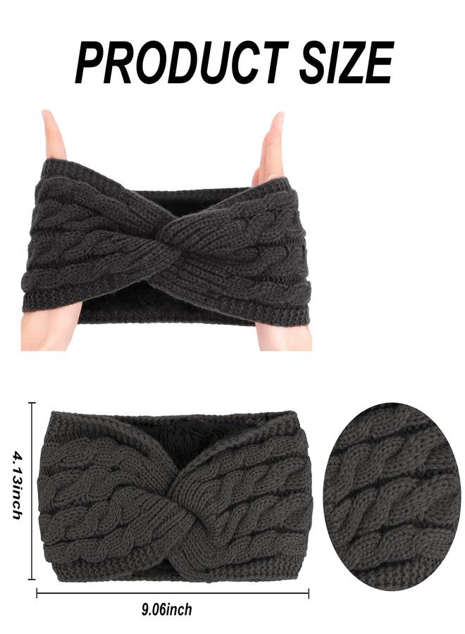 ACO-UINT 4 Pack Winter Headbands for Women Knitted Headbands for Women Knit HairBands, Fleece-Lined Winter Headwear for Warmth & Style, Ear Warmers Daily Wear & Outdoor Activities and Chrismas Gifts - Image 2
