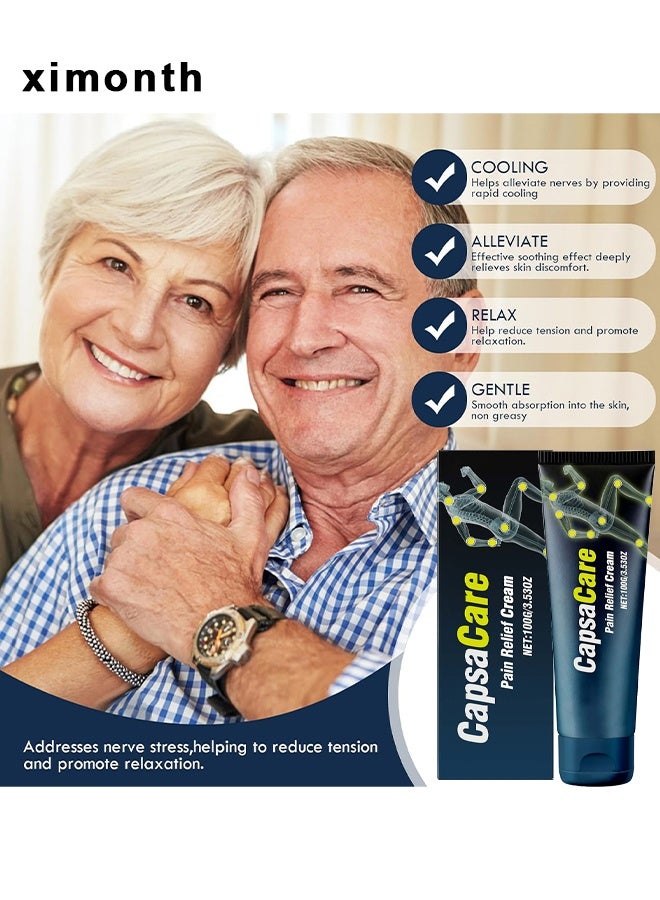 ximonth Capsacare Neuropathy Pain Relief Cream, Muscle & Joint Cream, Nerve Relief Cream With Capsaicin, Arnica, Menthol, And Glucosamine, Relieve Discomfort In Muscles And Joints, Suitable For Feet, Hands, Legs, And Waist 100G - Image 3