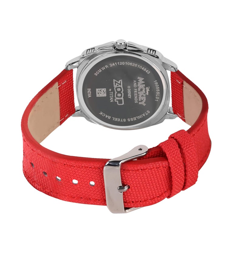 Zoop Disney Mickey Mouse Analog Watch with Silver Dial & Red Strap for Boys Kids, from House of Titan - 16055SL01 - Image 3