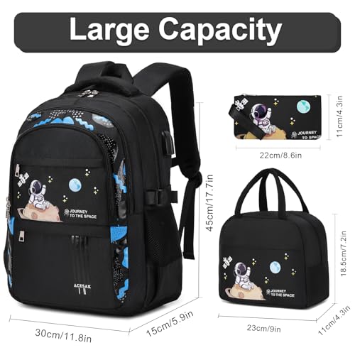 ACESAK Backpack for Boys - Boy Backpack Schoolbag for Boys Kids Children Teens Girls Elementary Middle School Bags, Waterproof Lightweight Kids Bookbag Backpacks Casual Daypack with Lunch Bag Set - Image 2