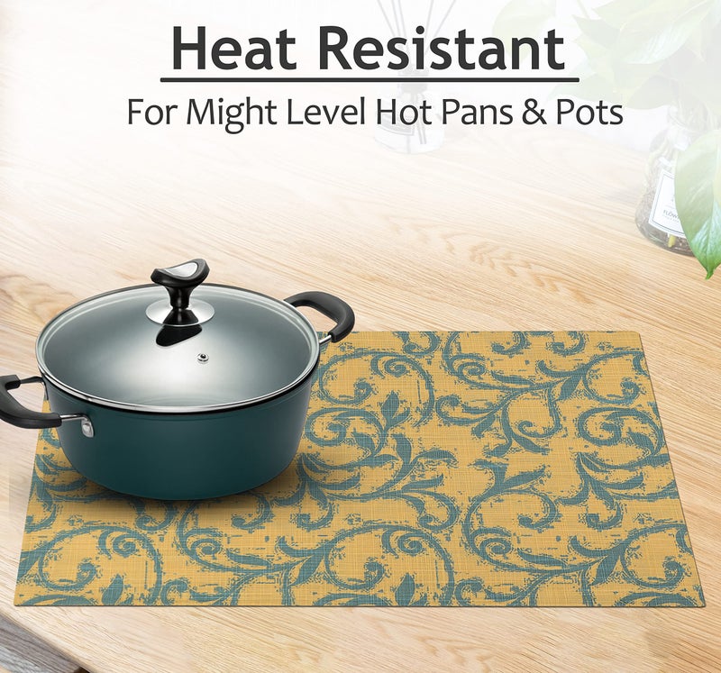 Ruvanti Placemats 100% Cotton 13x19 Inch  Dining Table Placemats Set of 6  Modern Place Mats for Dining Table Decor  Kitchen & Table Linens  Coffee Mat for Christmas Dinners - Vine Spirals - Image 4