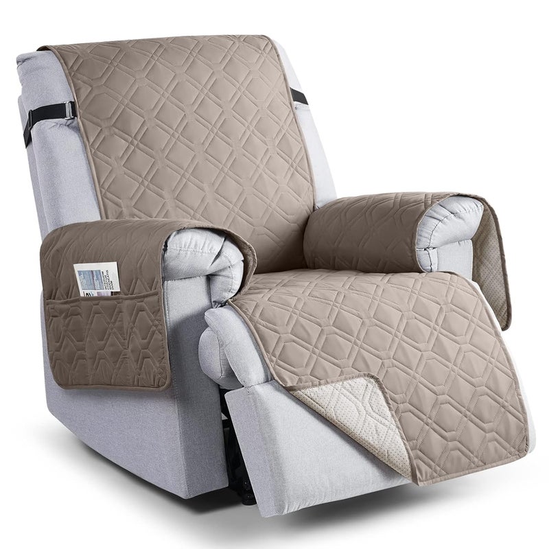 VANSOFY 100 Waterproof Recliner Chair Covers Recliner Cover NonSlip Dog Chair Cover Furniture Protector Washable Slipcover with Pocket Elastic Straps for Pets DogsKhaki 28 - Image 1