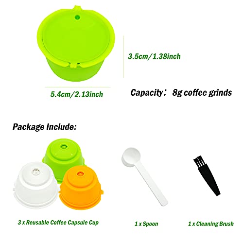 LIGICKY Set of 3 Refillable Coffee Capsules Cup Filter for Dolce Gusto Reusable Coffee Pods with Spoon and Cleaning Brush(Colorful) - Image 2