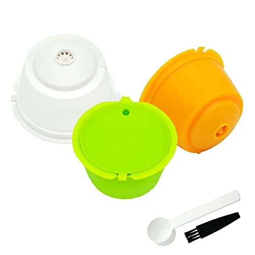 LIGICKY Set of 3 Refillable Coffee Capsules Cup Filter for Dolce Gusto Reusable Coffee Pods with Spoon and Cleaning Brush(Colorful) - Image 1