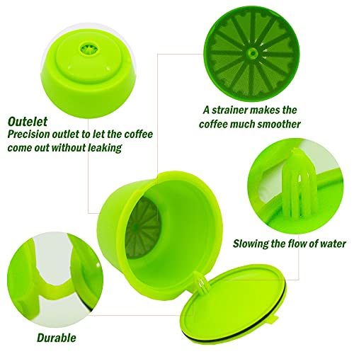 LIGICKY Set of 3 Refillable Coffee Capsules Cup Filter for Dolce Gusto Reusable Coffee Pods with Spoon and Cleaning Brush(Colorful) - Image 4