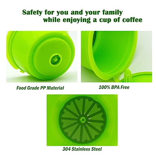 LIGICKY Set of 3 Refillable Coffee Capsules Cup Filter for Dolce Gusto Reusable Coffee Pods with Spoon and Cleaning Brush(Colorful) - Image 3