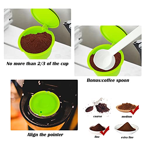 LIGICKY Set of 3 Refillable Coffee Capsules Cup Filter for Dolce Gusto Reusable Coffee Pods with Spoon and Cleaning Brush(Colorful) - Image 5