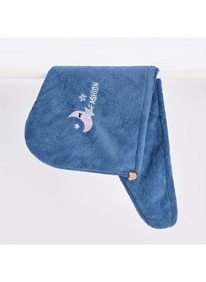 Ultra Absorbent Embroidered Hair Turban Quick Dry Soft Polyester Towel Suitable For Long Hair Cartoon Theme Bathroom Accessory Yellow - Image 4