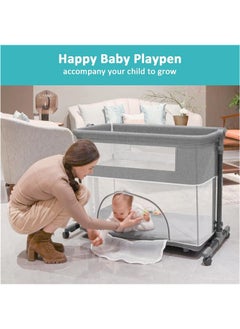 Beauenty Bedside Baby Crib, 4 in 1 Portable Folding Baby Bassinet With Mosquito Net, Height Adjustable Travel Crib With 360° Swivel Wheels.  - Image 5