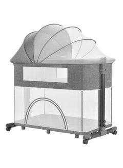 Beauenty Bedside Baby Crib, 4 in 1 Portable Folding Baby Bassinet With Mosquito Net, Height Adjustable Travel Crib With 360° Swivel Wheels.  - Image 1