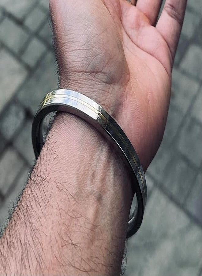 TEYRAH Brass Line 9MM Stainless Steel Sikh Kada for Women and Men – Punjabi Bracelet/Kara – Indian Religious Wrist Band (100 Grams) ((7 CM inner diameter)) - Image 5