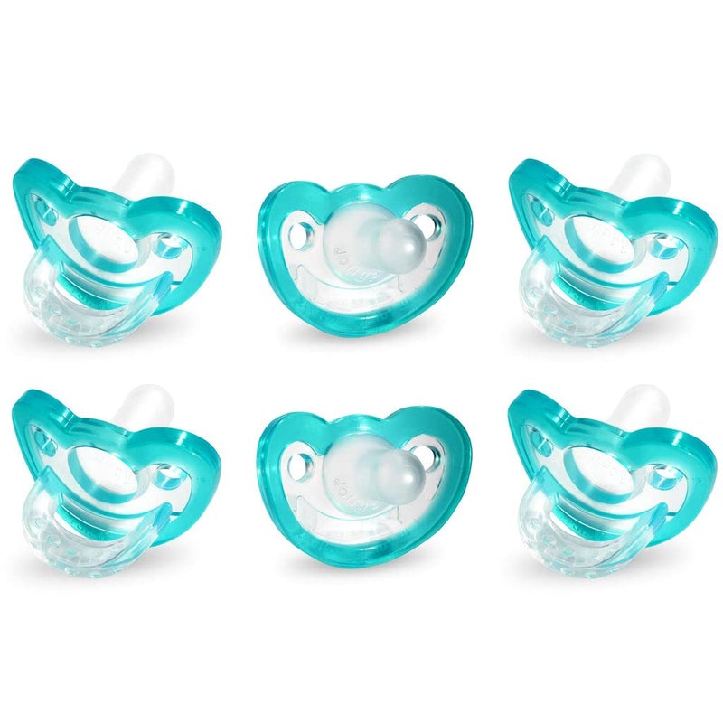 RaZbaby Jollypop Pacifier for Newborns & Up, USA Made, Natural Shaped Orthodontic Binky, Lovingly Shared in NICUs & Hospitals Worldwide, Medical-Grade 100% BPA-Free - 0-3 Months, 6 Pack - Teal - Image 1