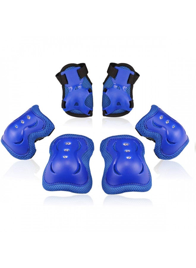 Bosoner Kids/Youth Knee Pad Elbow Pads Guards Protective Gear Set for Roller Skates Cycling BMX Bike Skateboard Inline Skatings Scooter Riding Sports (BLUE, Medium(9-15 years)) - Image 1