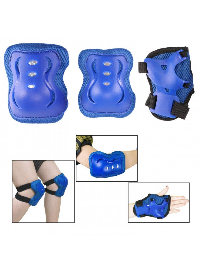 Bosoner Kids/Youth Knee Pad Elbow Pads Guards Protective Gear Set for Roller Skates Cycling BMX Bike Skateboard Inline Skatings Scooter Riding Sports (BLUE, Medium(9-15 years)) - Image 2