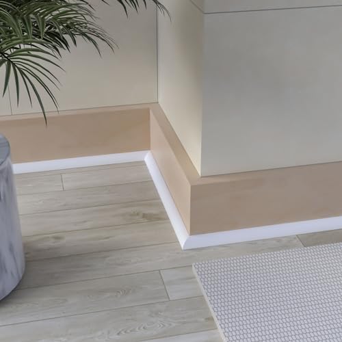 Risunpet قالب ريسونبت المرن على شكل ربع دائري، شريط مطاطي صغير قابل للتقشير واللصق لحواف الجدران وزوايا الأرضيات، درج، خزانة، حافة حوض (أبيض، 118 بوصة) - Image 4