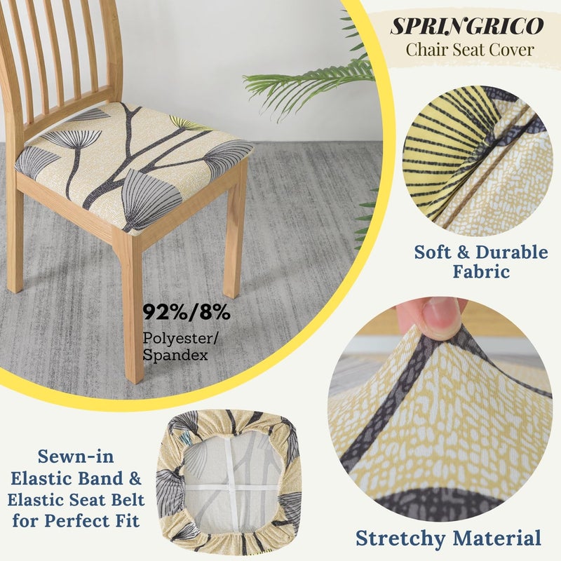 SPRINGRICO Seat Covers for Dining Room Chair Set of 4 Washable Seat Cushion Slipcovers Kitchen Chair Covers (4 Pack, Floral Bloom) - Image 4