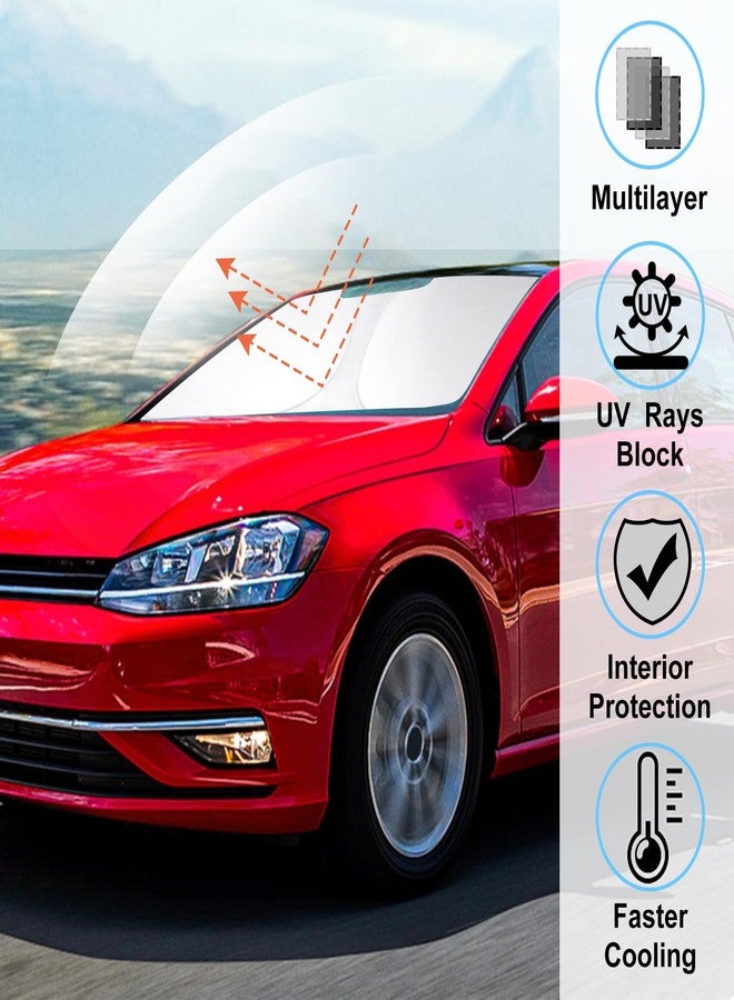 LHFLIVE Windshield SunSshade Compatible with 2015-2021 Volkswagen Golf GTI e-Golf VW Golf R 4 Door Hatchback Accessories Sunshade Sun Visor Protector Keeps Car Cool - Image 2