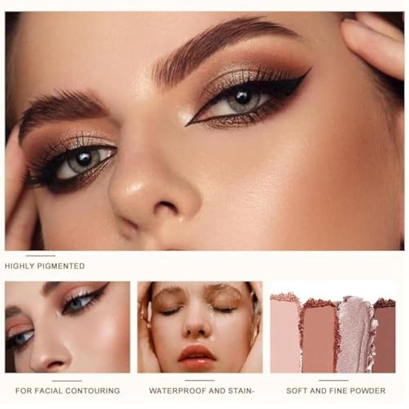 5 Color Mini Neutral Eyeshadow Palette Makeup, Highly Pigmented Eye Shadow Palette Waterproof, Natural Matte Shimmer Eye Shadow Palette (NUDE COLOR) - Image 3