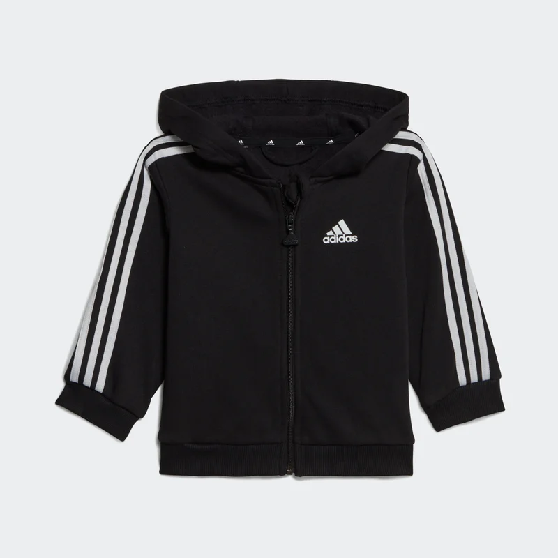 adidas INFANTS ESSENTIALS THREE STRIPES FULL ZIP FLEECE JOGGER WITH HOOD (Gender Neutral)