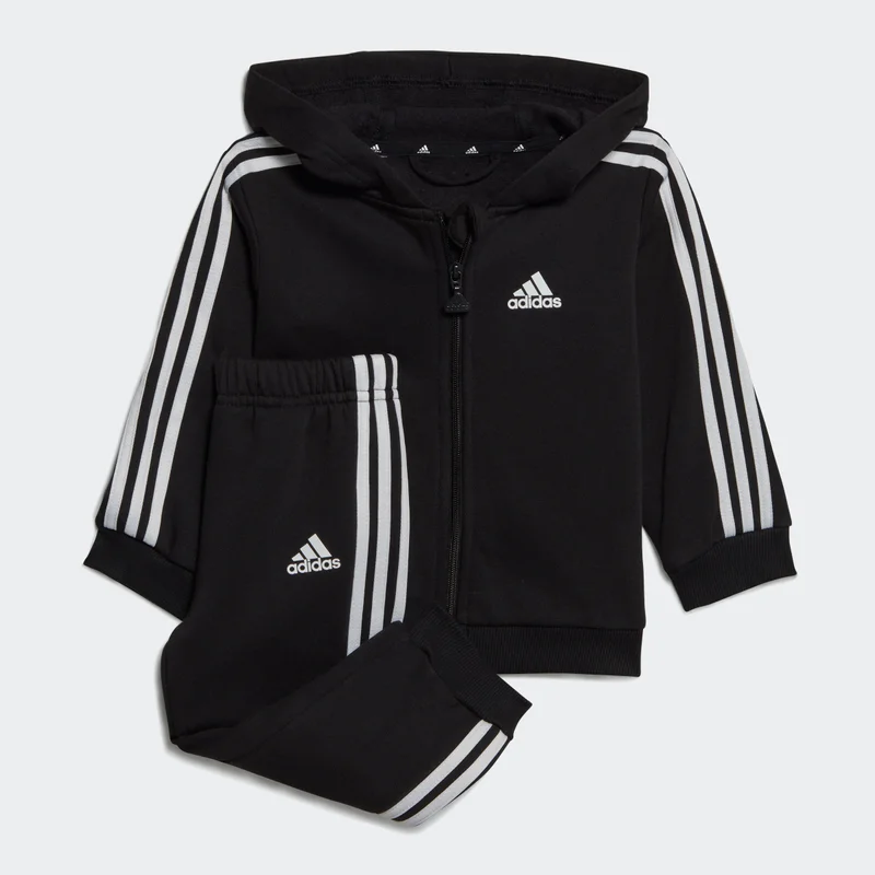 adidas INFANTS ESSENTIALS THREE STRIPES FULL ZIP FLEECE JOGGER WITH HOOD (Gender Neutral)