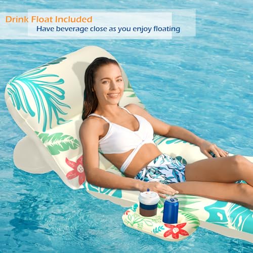 Jasonwell Inflatable Pool Float Adult - Pool Floaties Lounger Floats Floating Chair Raft with Adjustable Backrest Cup Holders Water Floaty Lake Lounge Tanning Floats Beach Party Toys for Adults - Image 3