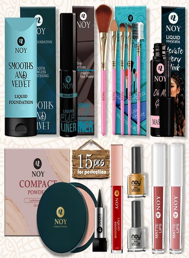 نوي مجموعة مكياج نوي كومبو للبنات، قوام كريمي لسهولة الاستخدام، مجموعة كاملة للنساء - Image 1