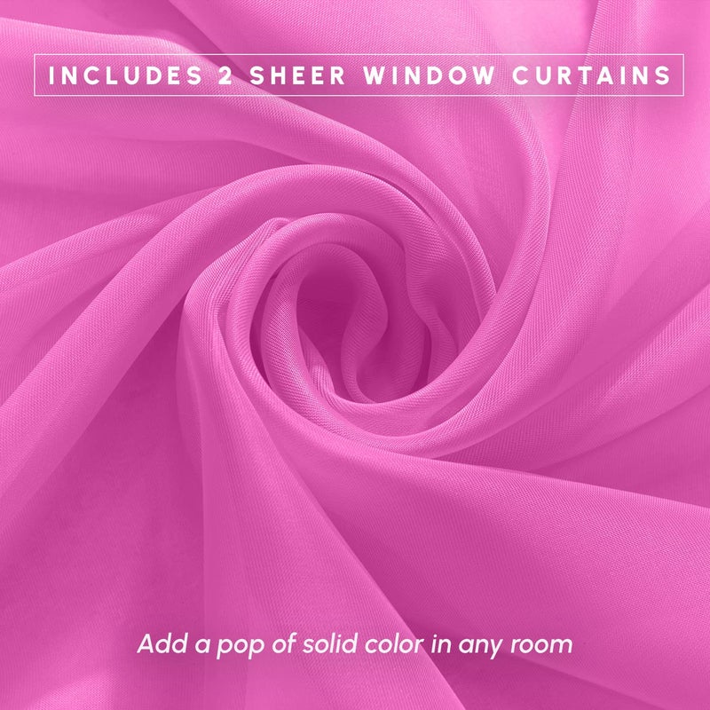 Elegant Comfort 2-Piece Sheer Panel with 2inch Rod Pocket - Window Curtains 60-inch Width X 84-inch Length - Hot Pink - Image 5