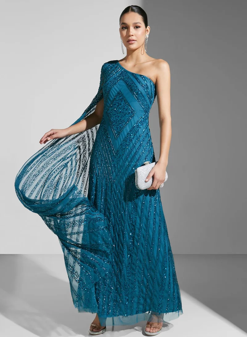 Amelia Rose Embellished Flare Dress