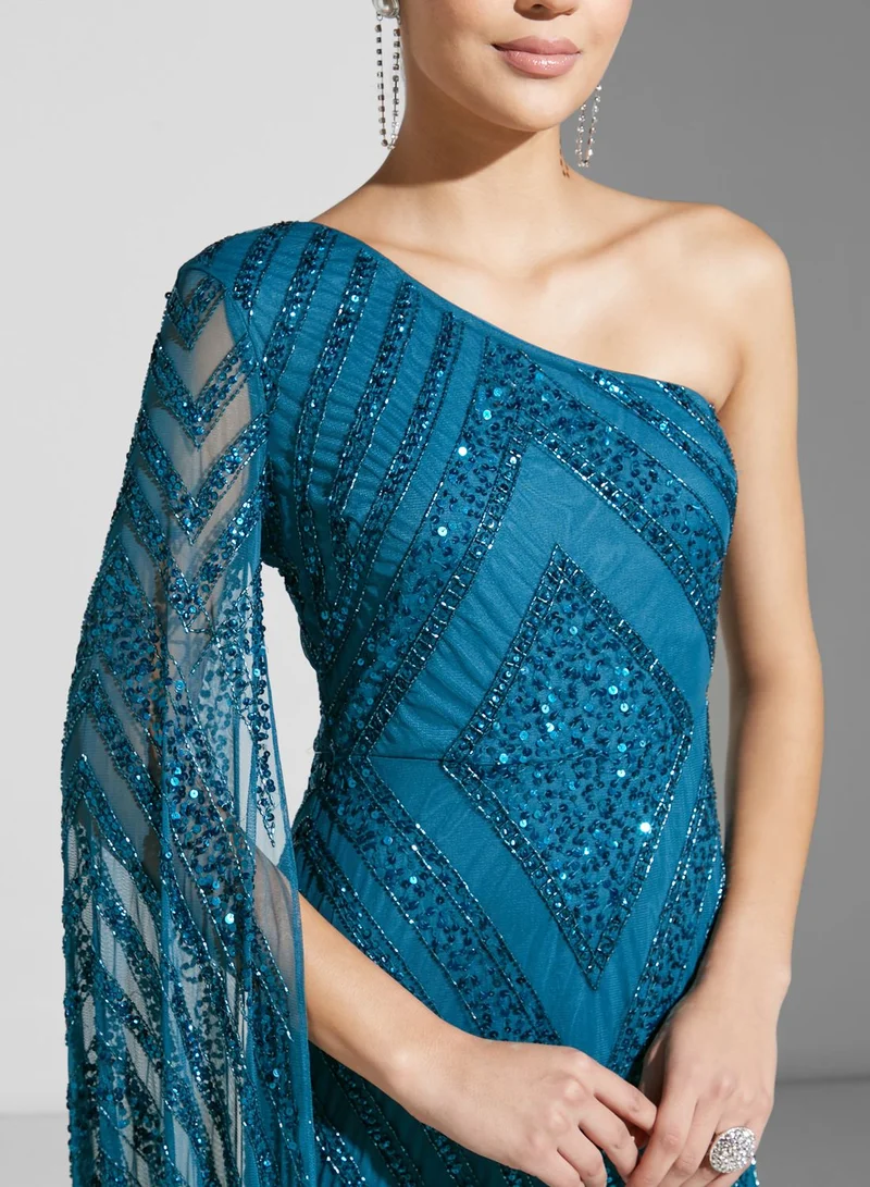 Amelia Rose Embellished Flare Dress