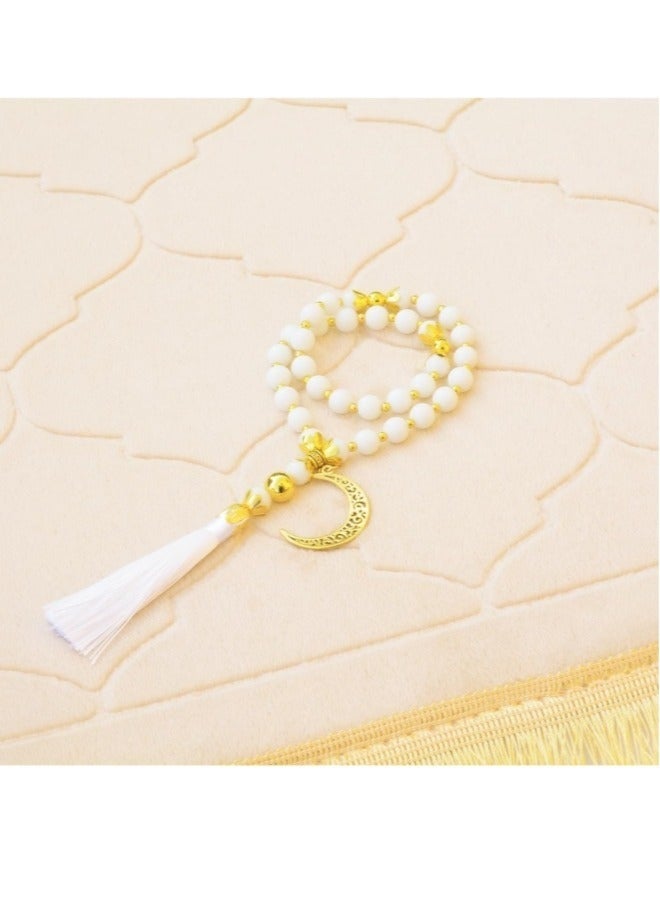 kangchoice Thick Padded Prayer Mat Set with Prayer Beads(Tasbih) - Portable Folding Prayer Rug for Home/Travel - Non-slip Janamaz Rug with Velvet Pouch - Perfect Gift for Ramadan, Eid, Hajj, Umrah & Daily SalahTraditional Arch Design for Muslim Prayers Ideal, Gift for Men, Women, Family & Friends - Image 5
