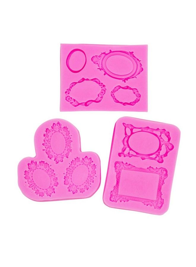 AUEAR Vintage Mirror Frame Silicone Mold Fondant Mold Cake Decorating Tools For Sugarcraft Chocolate Polymer Clay (3 Pack Frames 1)  - Image 2