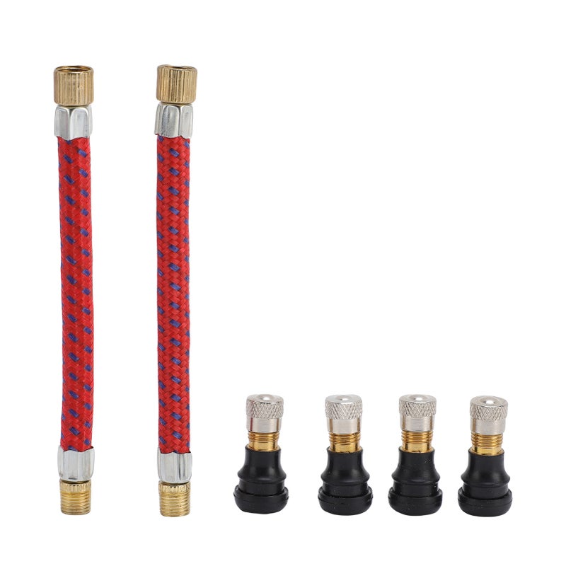 Tire Valve Stem Extension Kit Leak Proof 4 Straight Tire Valves with 2 Tire Valve Stem Extensions for Electric Scooter - Image 1