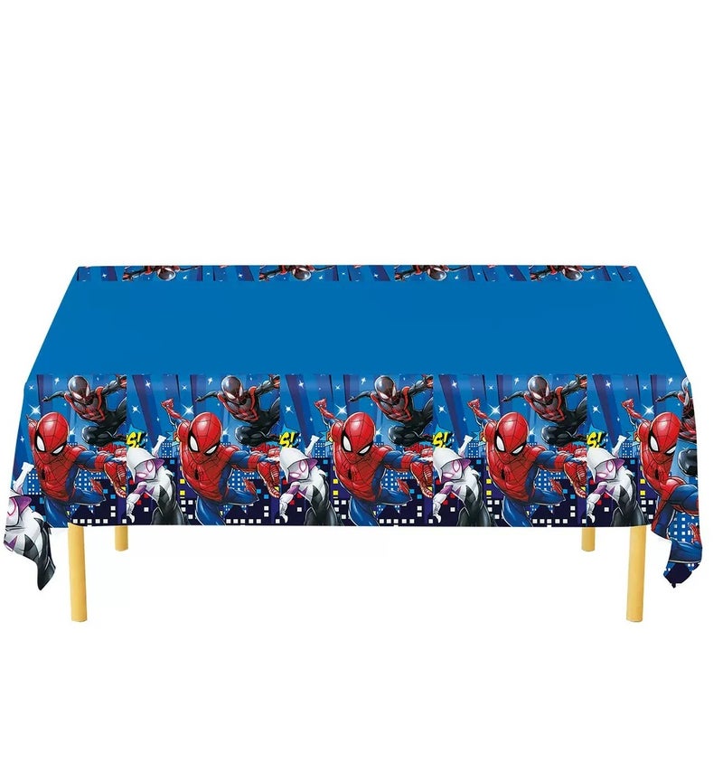 JAYATO 62-Piece Spider-Man Birthday Party Decoration Set, Superhero Flag, Paper Plates, Cups, Napkins, Knives, Forks, Spoons & Tablecloth - Image 3
