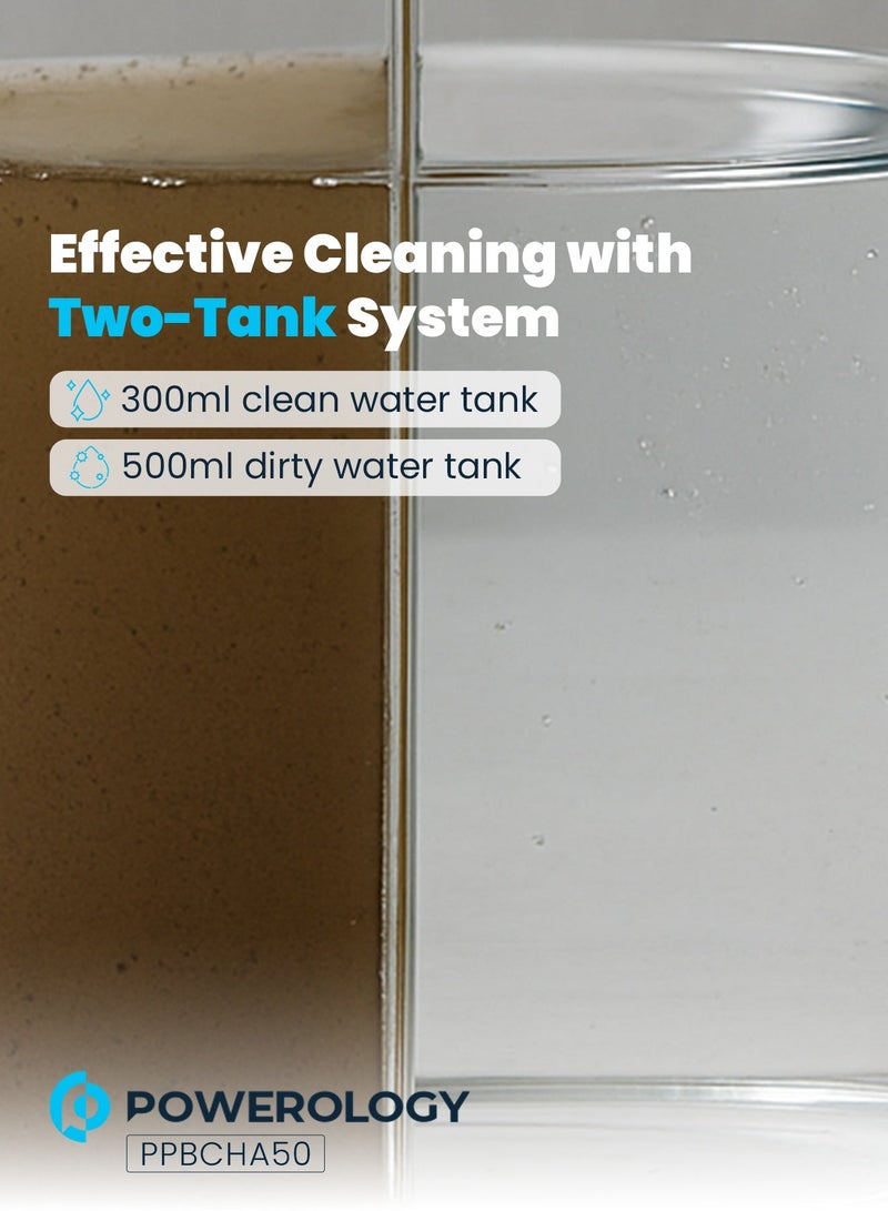 Powerology Cordless Spot Cleaner 60W with 8000Pa Suction Power, Spray, Scrub & Suction, Dual Clean & Dirty Tanks, Multi-Surface Upholstery & Carpet Cleaner, Compact & Portable, USB-C Charging – White - Image 5