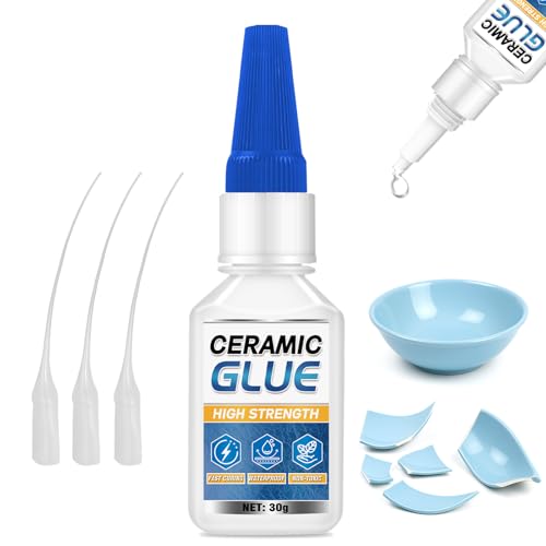 Vigorder Ceramic Glue Repair Kit, 30g Ceramic Glue for Pottery, Porcelain, Mugs, Dishes, Glass and More, Waterproof & High Temperature Resistant - Image 1