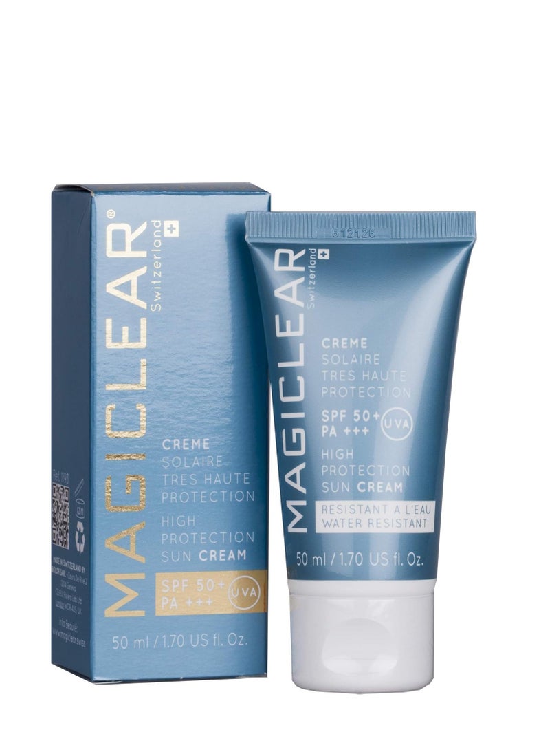 MAGICLEAR - Luxury face Sunscreen SPF 50 PA+++ Daily sunblock for sensitive skin waterproof organic moisturizer mineral zink oxide suncream sun protector hypoallergenic natural Swiss brand Magiclear 1.7 Oz - Image 1