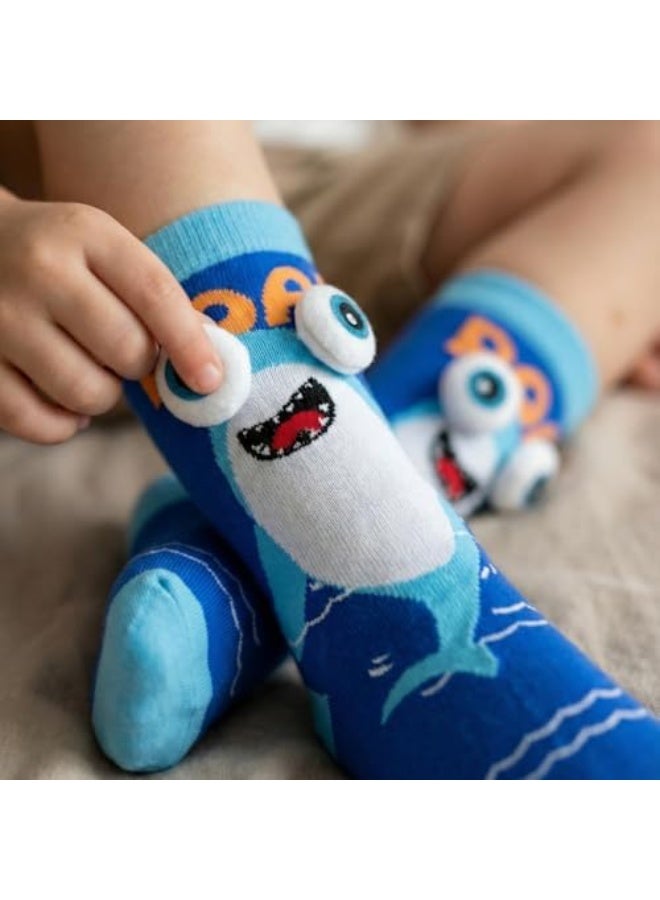 Glitters Kids 3D Shark Knee-High Socks – Fun Baby Shark Design with Plush Pop-Out Eyes – Soft, Colorful & Comfortable Novelty Socks for Boys & Girls - Image 5