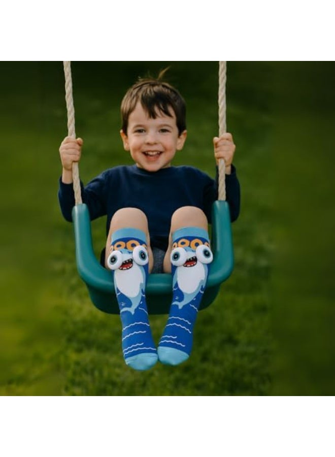 Glitters Kids 3D Shark Knee-High Socks – Fun Baby Shark Design with Plush Pop-Out Eyes – Soft, Colorful & Comfortable Novelty Socks for Boys & Girls - Image 3