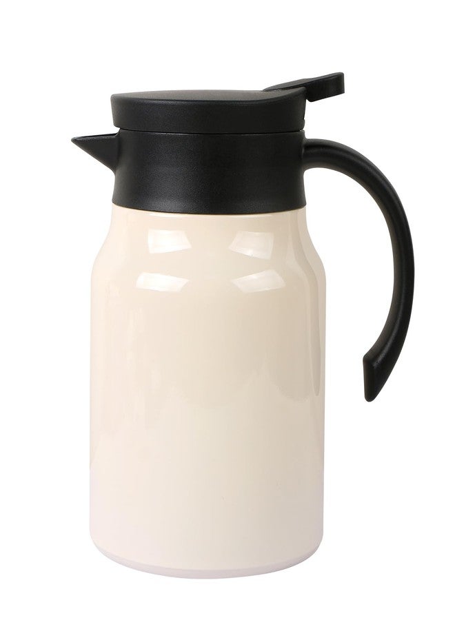CABAX 34oz Small Thermal Coffee Carafe Tea Pot Stainless Steel, Double Wall Vacuum Insulated, 12+ Hours Hot & Cold Retention for Coffee Tea Beverage, 1L Capacity, White - Image 1