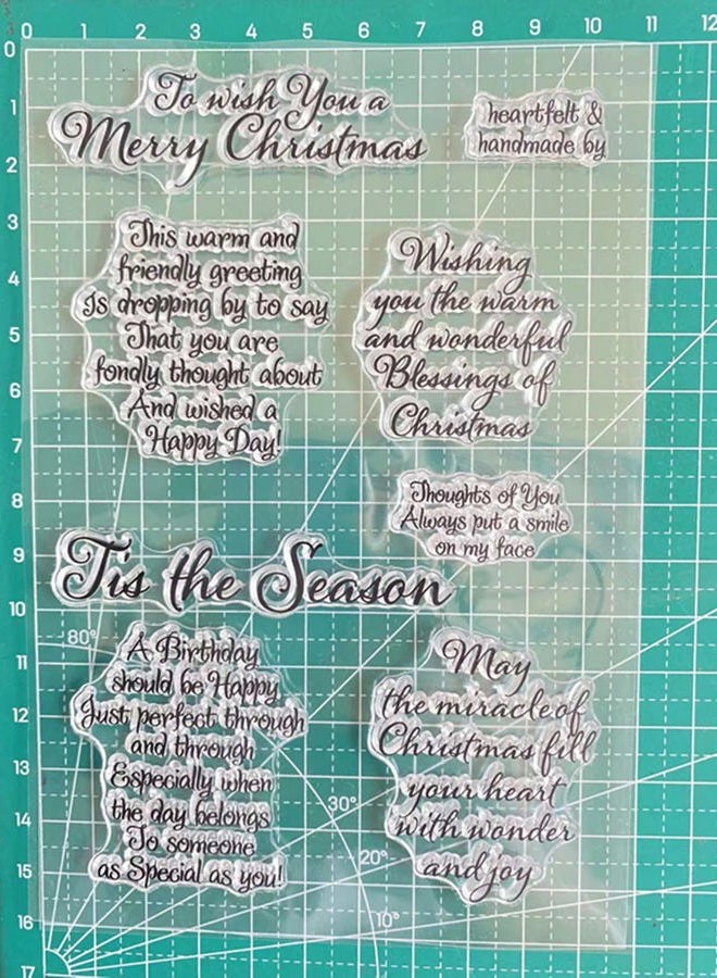 Arbuya Tis Season Merry Christmas Sentiments Sayings Phrase Rubber Clear Stamp/Seal Scrapbook/Photo Decorative Card Making Clear Stamp - Image 3
