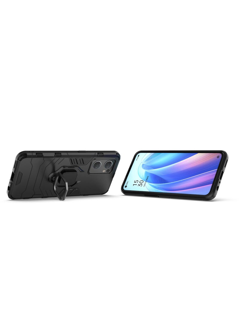 Loquat Black protective cover with ring bracket For Oppo  - Image 3